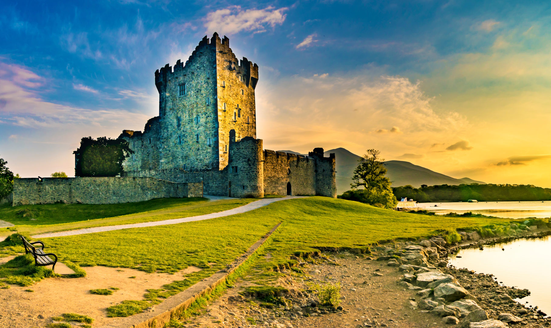 L'ancienne forteresse Ross Castle, Parc national de Killarney, Irlande