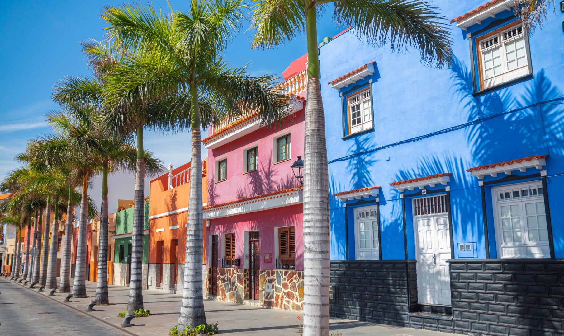 Maisons colorées à Puerto de la Cruz à Tenerife dans les Canaries