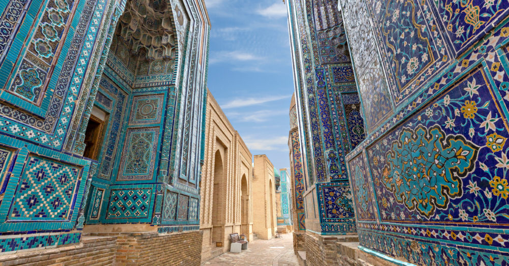 Nécropole historique et mausolées de Shakhi Zinda, à Samarkand, voyage en Ouzbékistan.