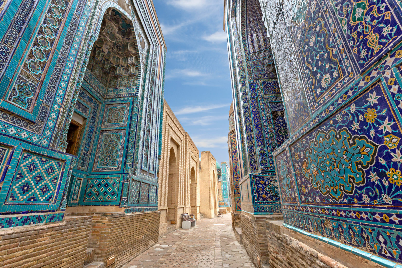 Nécropole historique et mausolées de Shakhi Zinda, à Samarkand, voyage en Ouzbékistan.