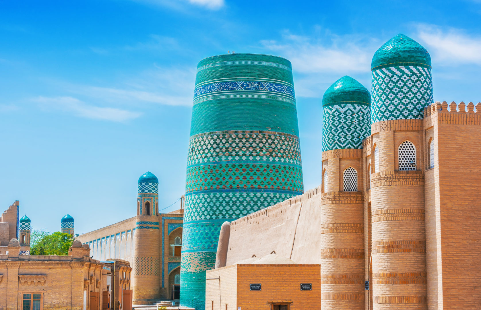 Architecture historique d'Itchan Kala, ville intérieure fortifiée de la ville de Khiva, classée au Patrimoine mondial de l'UNESCO, voyage en Ouzbékistan