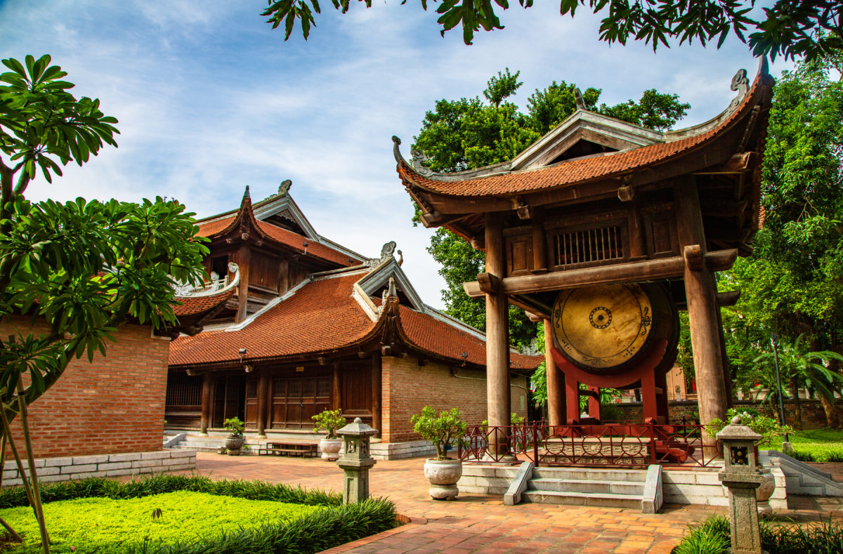 Tour de tambour dans le Temple de la Littérature, hanoi, Vietnam