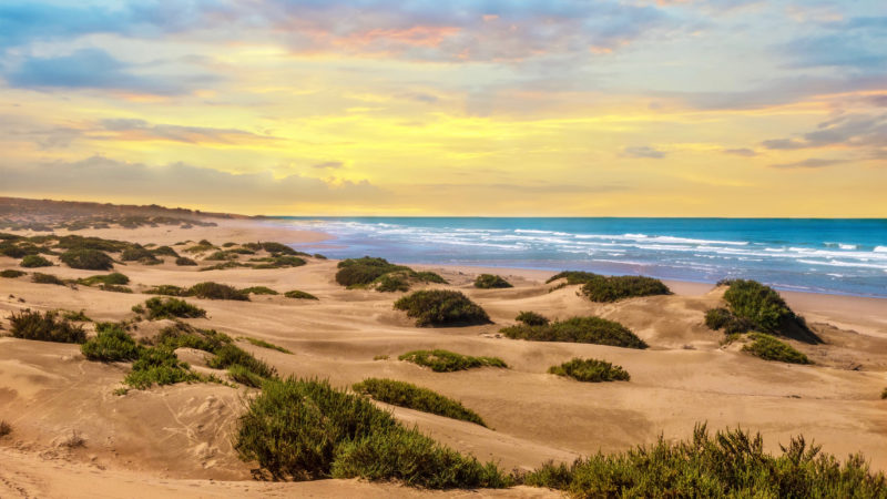 Coucher de soleil à Agadir voyage à vélo Maroc