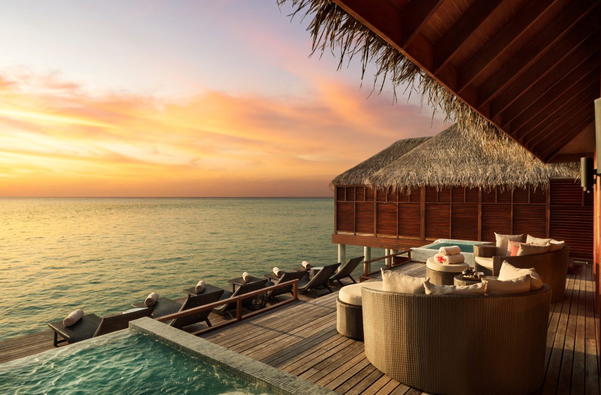 Coucher de soleil au Anantara Dhigu Maldives Resort