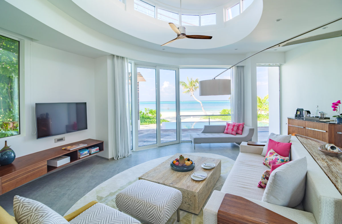 Beach Villa lounge du Jumeirah Maldives Olhahali Island