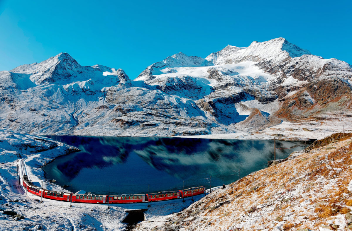 Col de Bernina, chemin de fer rhétique, Suisse