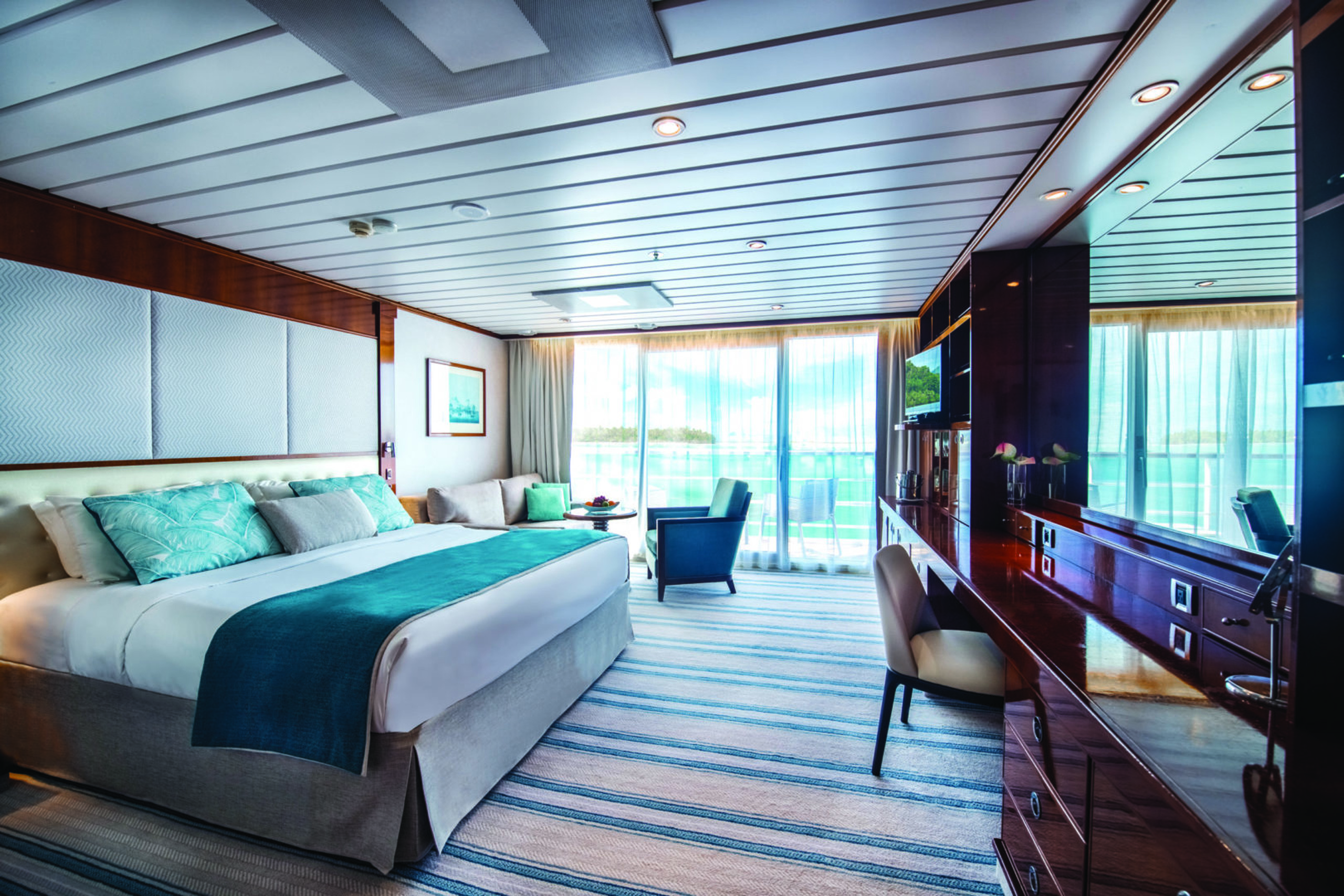 Chambre sur la croisière Paul Gauguin en Polynésie