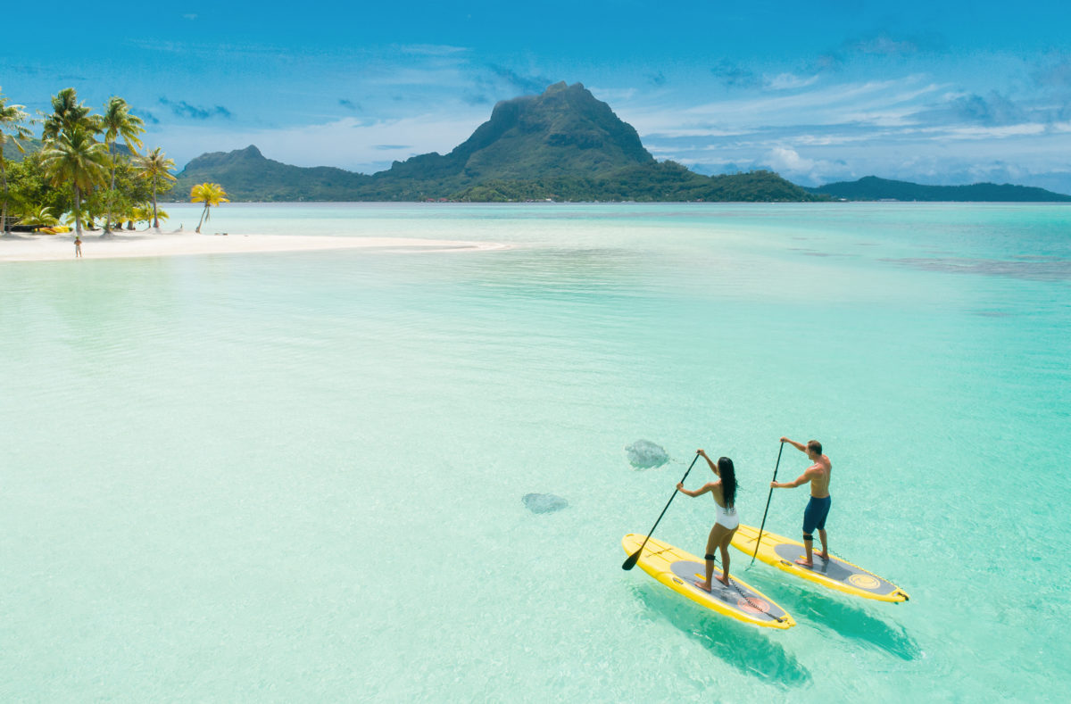 Plage privée et exclusive à Bora Bora de la croisière Paul Gauguin en Polynésie