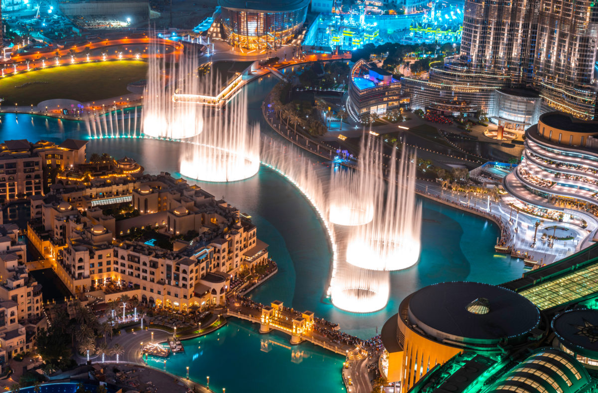 Spectacle de fontaines, voyage à Dubaï
