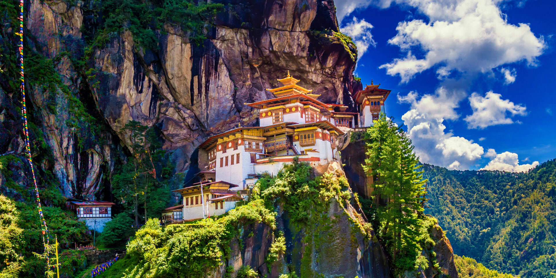 Monastère de Taktshang (Nid du Tigre), vallée de Paro au Bhoutan