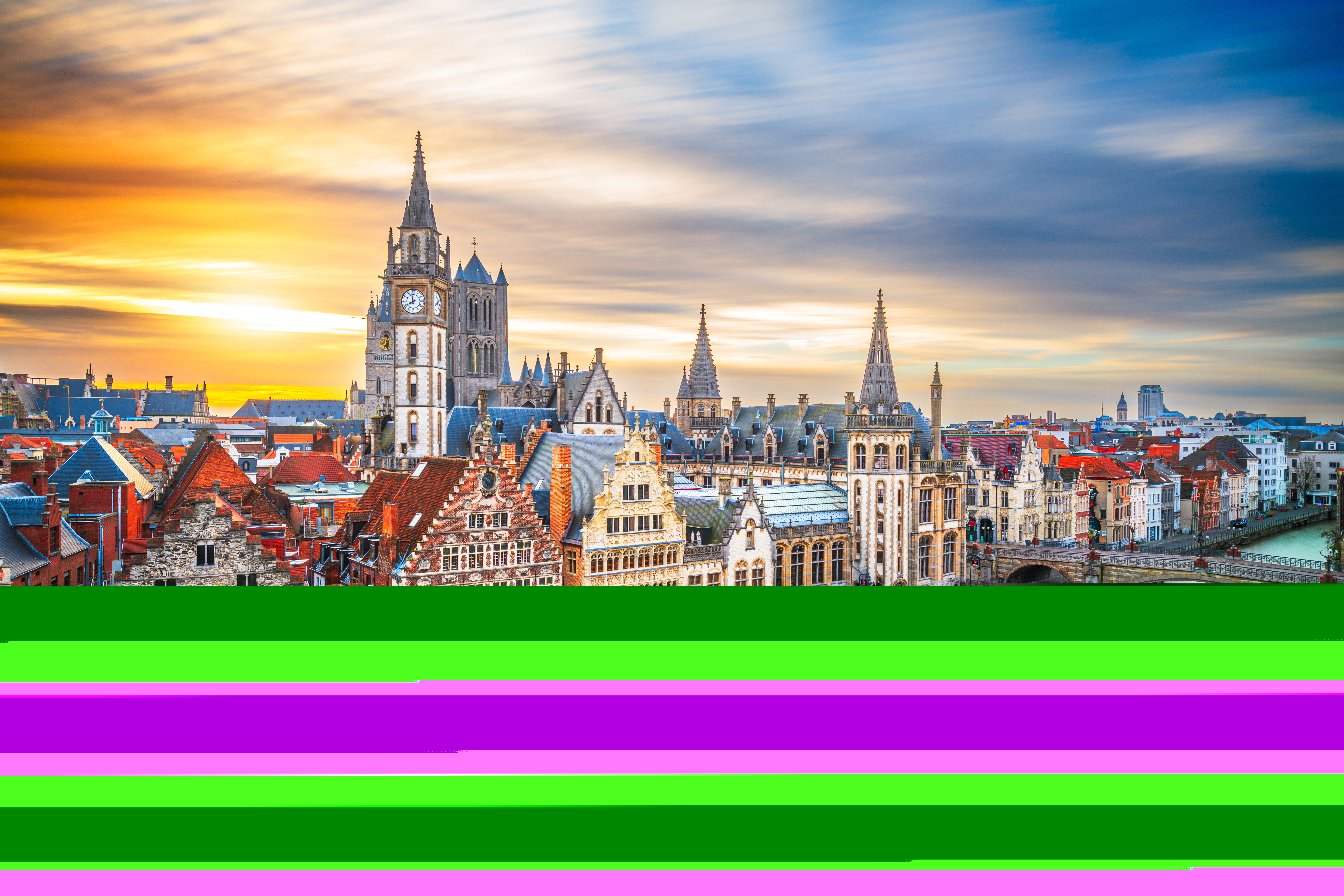 Quai de Gand et quartier de Graslei, Gand, Flandres, Belgique