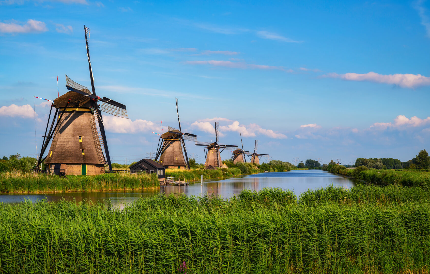 Kinderdijk et ses moulins à vent historiques, classés à l'UNESCO, Pays-Bas