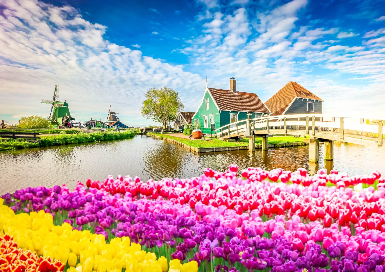 Petite vieille ville Zaanse Schans avec ses moulins, Pays-Bas