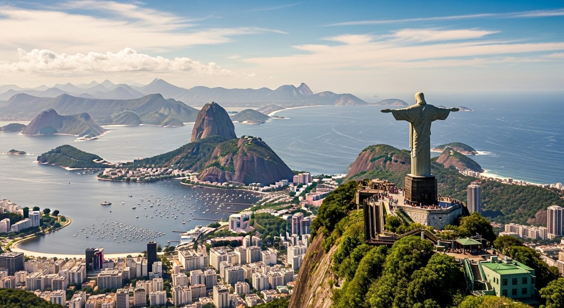 Rio de Janeiro avec le Christ Rédempteur au Corcovado et le Pain de Sucre, Brésil