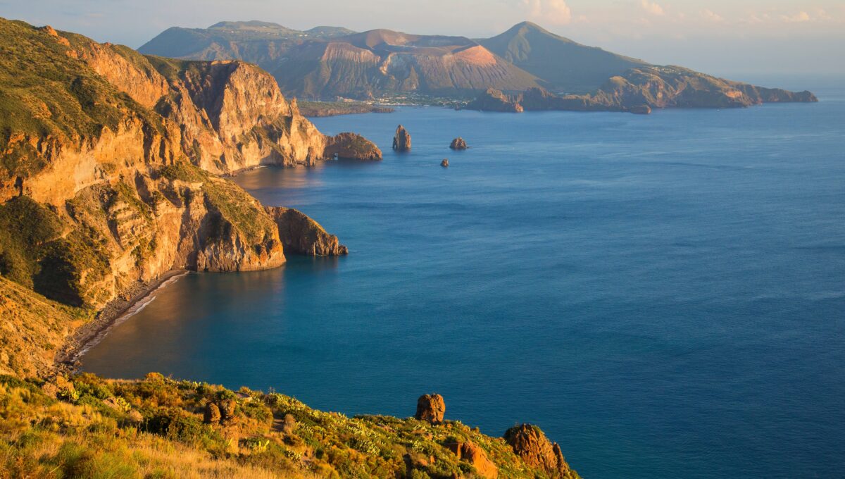 Vue depuis belvedere Quattrocchi, Lipari, îles éoliennes, Italie